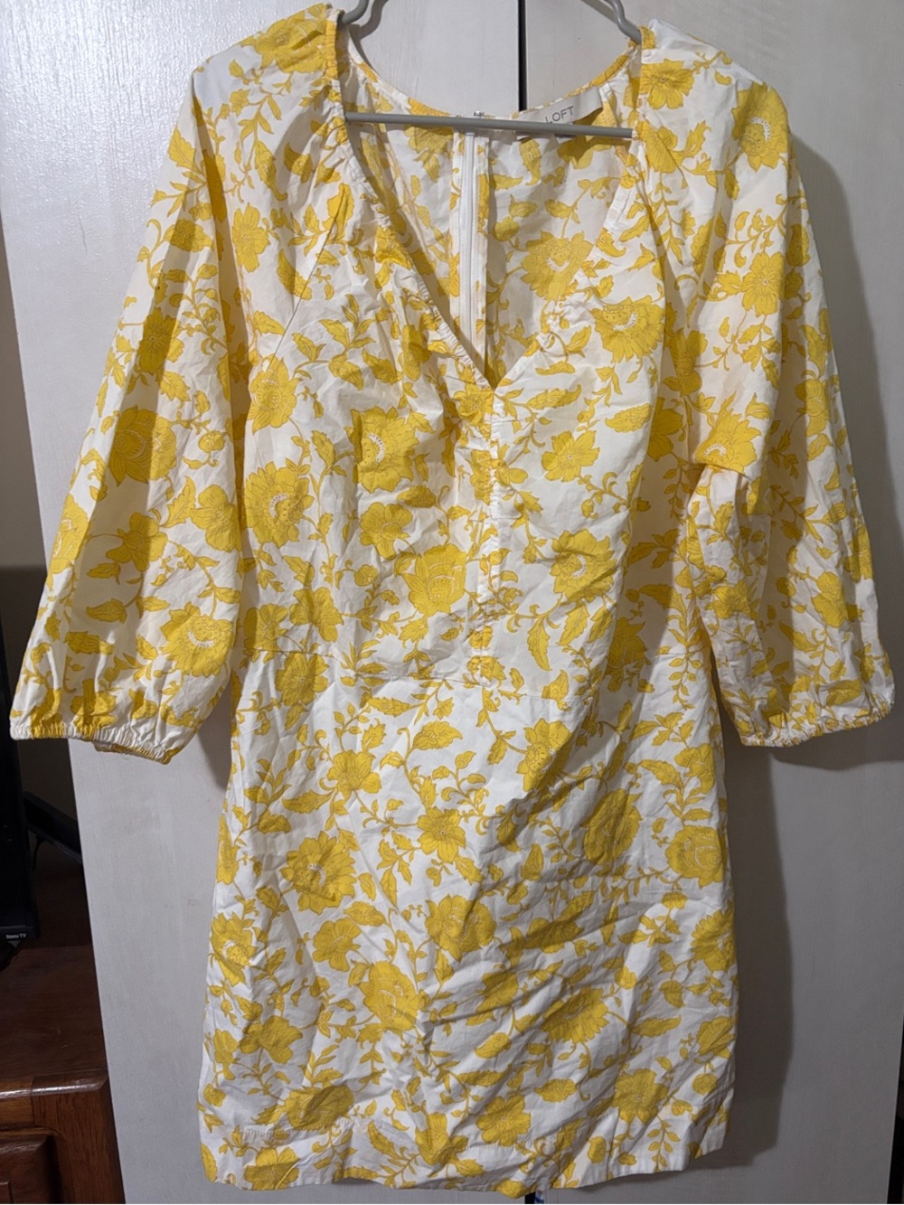 LOFT Yellow and White Floral Mini Dress